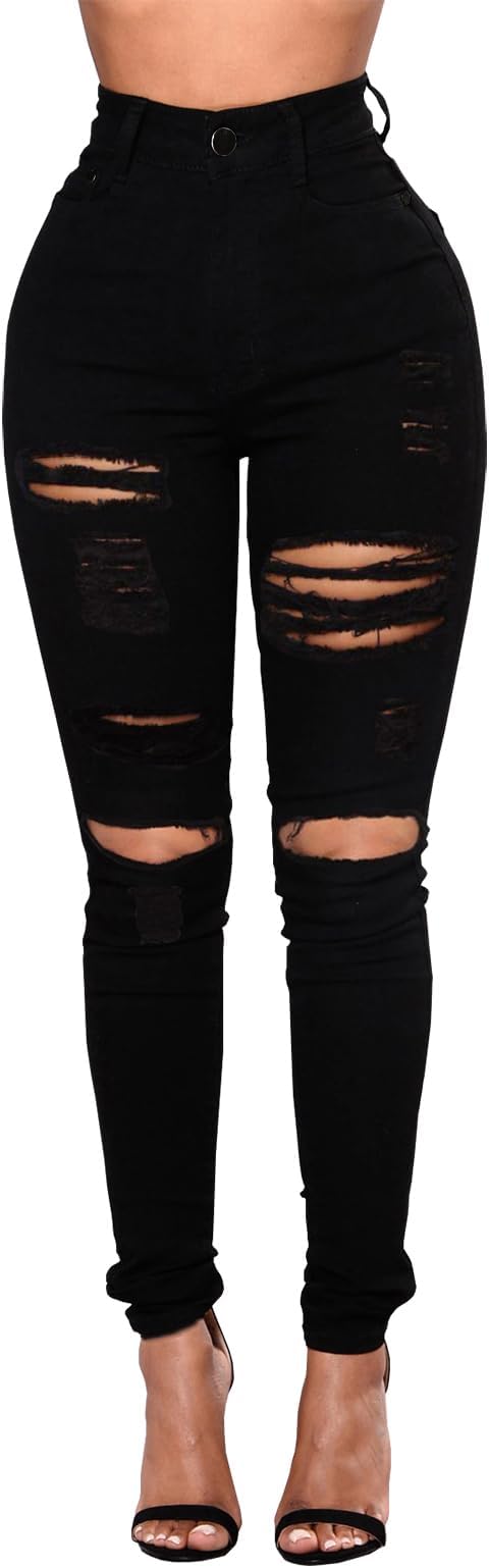 Women’s High-Waisted Ripped Skinny Stretch Jeans