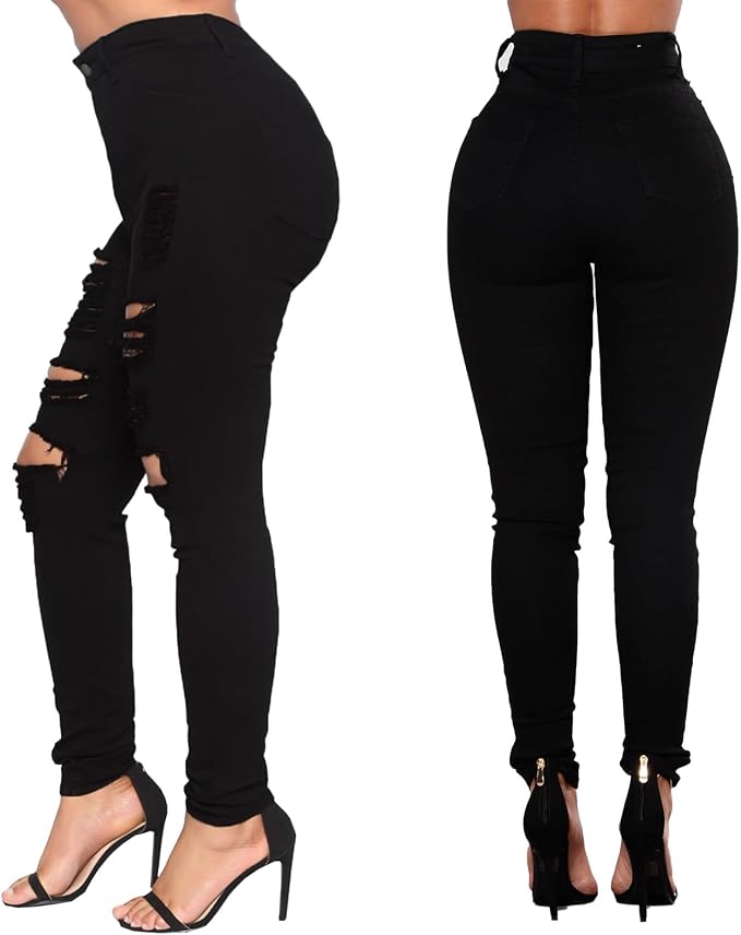 Women’s High-Waisted Ripped Skinny Stretch Jeans