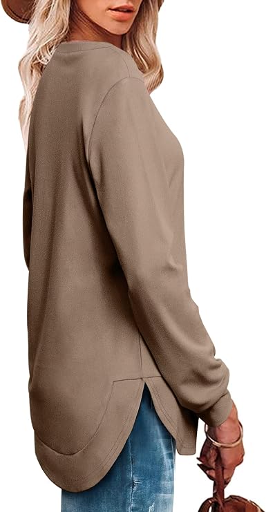 Women’s Crewneck Sweatshirt Long Sleeve High-Low Top