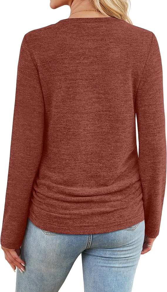 Women’s Ruched Long Sleeve Tunic Sweater | Fall Top