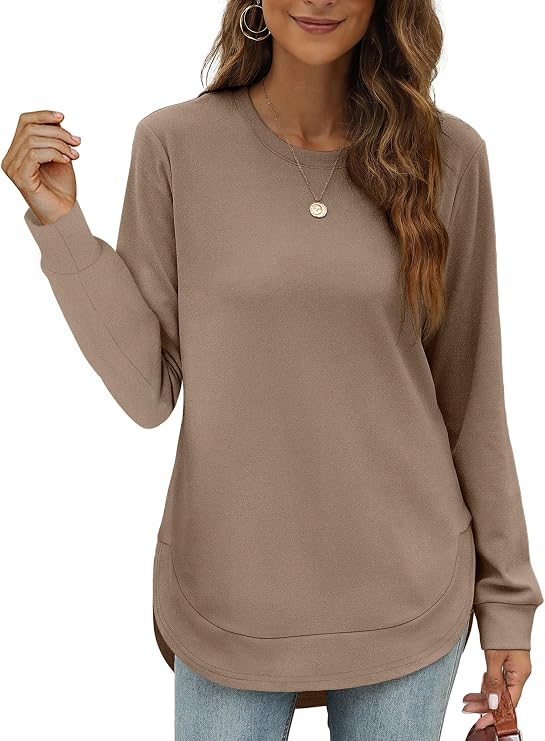 Women’s Crewneck Sweatshirt Long Sleeve High-Low Top
