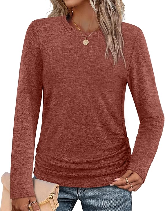 Women’s Ruched Long Sleeve Tunic Sweater | Fall Top