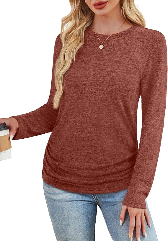 Women’s Ruched Long Sleeve Tunic Sweater | Fall Top