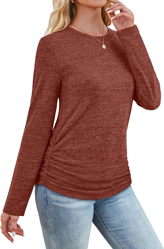 Women’s Ruched Long Sleeve Tunic Sweater | Fall Top